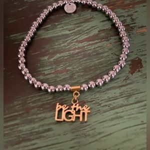 Rustic Cuff Bracelet - “Be The Light”,  Silver with Gold  - 8.00